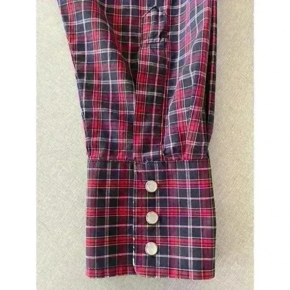 Wrangler Mens Sz M Plaid Snap Shirt Navy Cotton Country Western Ranch Farm - Picture 13 of 14
